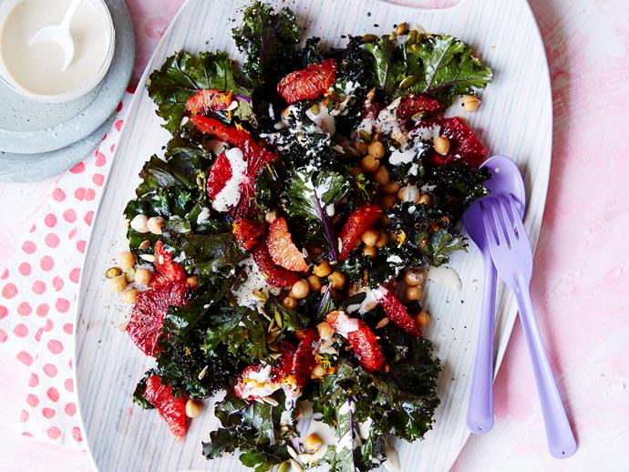 **[Kale, orange and toasted mixed seed salad](https://www.womensweeklyfood.com.au/recipes/kale-orange-and-toasted-mixed-seed-salad-2116|target="_blank")**

Need a healthy, vegan lunch idea? This delicious salad from The Australian Women's Weekly's '[Vegan Kitchen](https://www.magshop.com.au/the-australian-womens-weekly-vegan-kitchen|target="_blank"|rel="nofollow")' cookbook is packed with kale, blood orange and chickpeas and can be ready in 20 minutes.