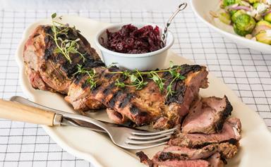 Butterflied leg of lamb with beetroot chutney