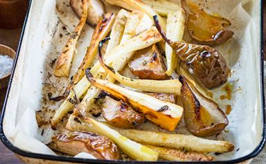 Thyme and honey parsnip with pears