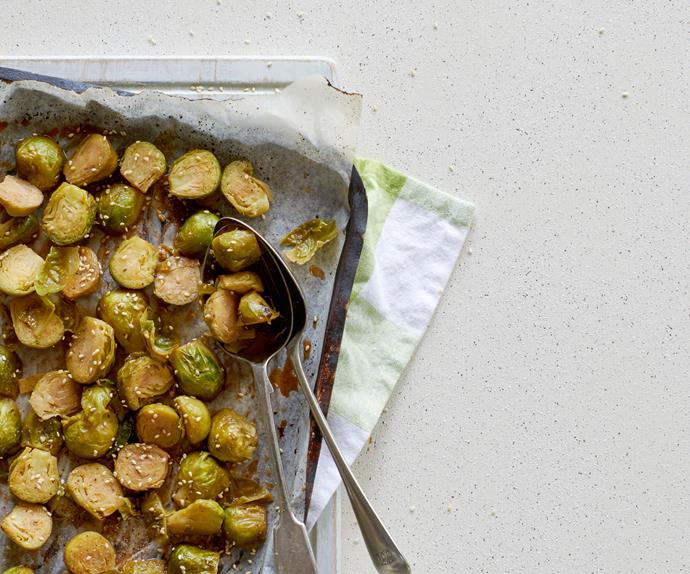 Roasted Brussels sprouts with maple glaze