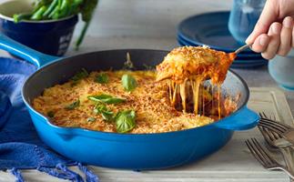 One-pan chicken parmigiana with spinach