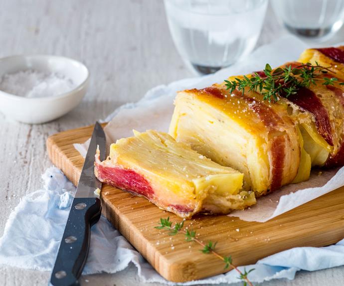 Bacon-wrapped parsnip and potato loaf