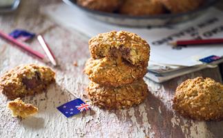 Caramel-loaded Anzac biscuits