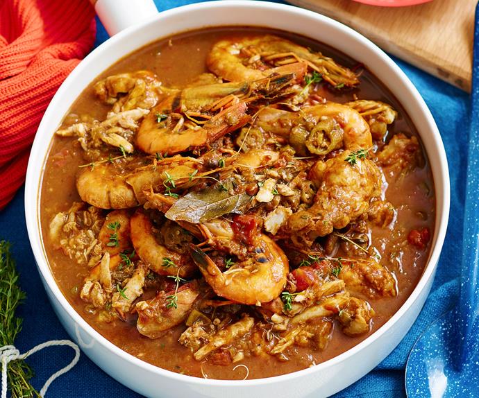 One-pot Louisiana chicken and seafood stew