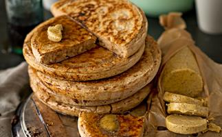 Cinnamon pan crumpets with espresso butter