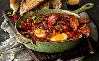 Fred’s eggy beans and bacon