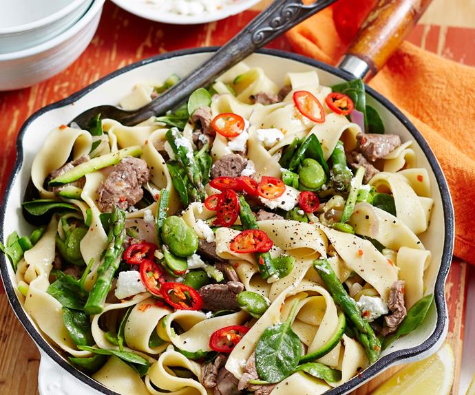 Lamb and courgette pappardelle