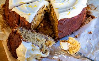 Parsnip golden syrup cake with lemon cream cheese icing