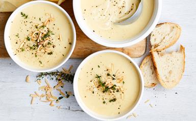 Creamy parsnip and almond soup