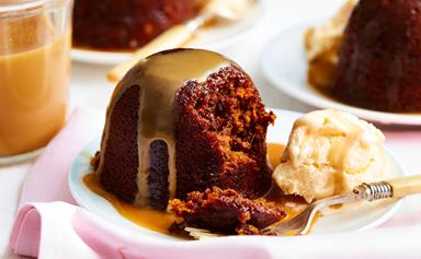 Caramel and walnut date puddings with butterscotch sauce