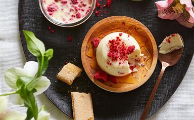 Rose water and raspberry panna cotta