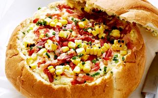 Creamed corn and bacon cob loaf
