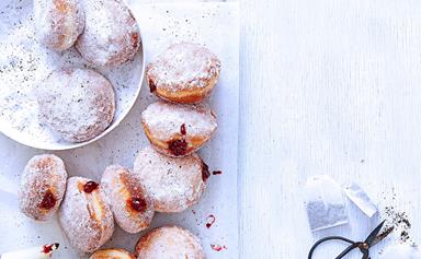 Raspberry jam doughnuts with Earl Grey sugar