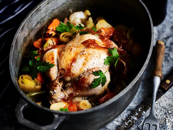 **[Chicken in a pot](https://www.womensweeklyfood.com.au/recipes/chicken-in-a-pot-2711|target="_blank")**

This delightful recipe from The Australian Women's Weekly's ['The Butcher' cookbook](https://www.magshop.com.au/the-australian-womens-weekly-the-butcher|target="_blank") makes throwing together a delicious Sunday roast so simple. It's sure to be a hit at any dinner table.
