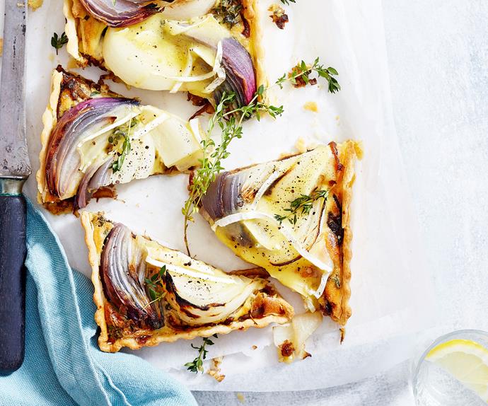 Onion and brie tart