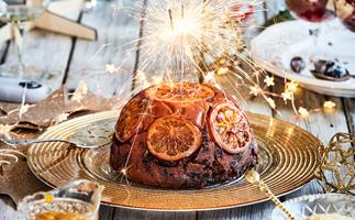 Christmas pudding with oranges