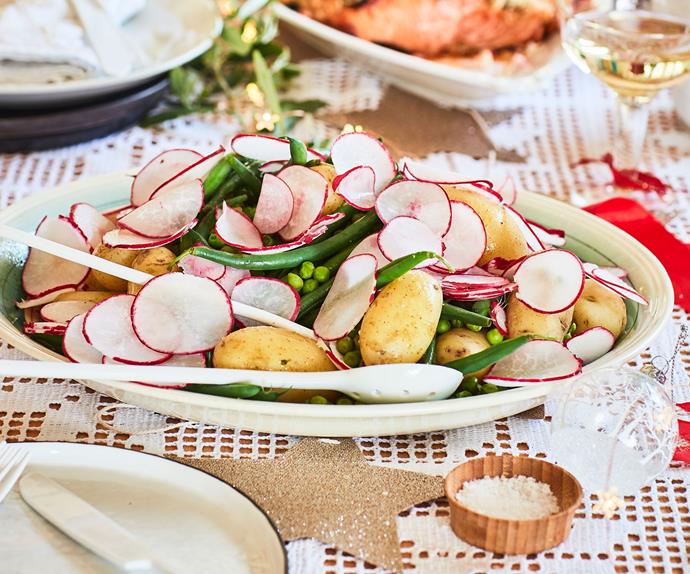 Potatoes with brown butter sauce and radish