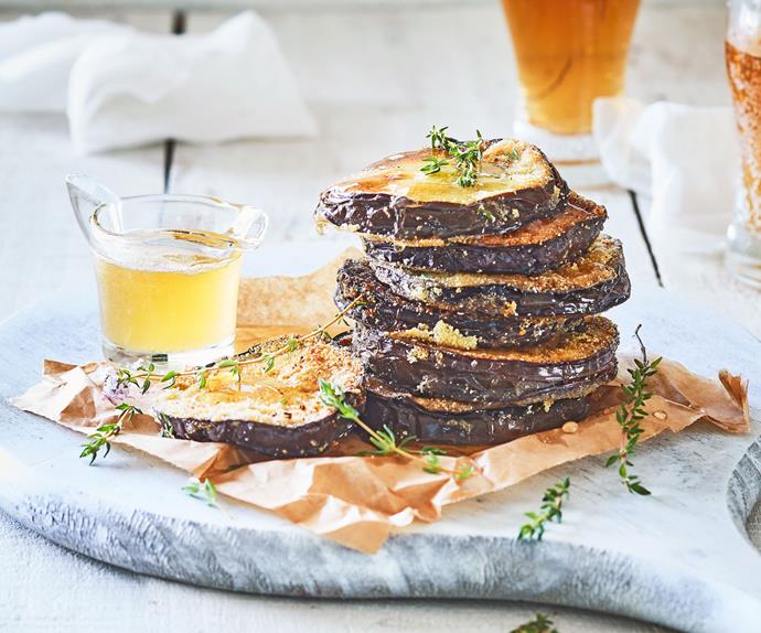 Fried eggplant with thyme honey