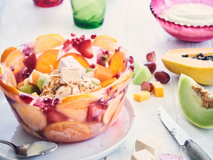 Make-your-own fruity ice bowl with tropical fruit ambrosia