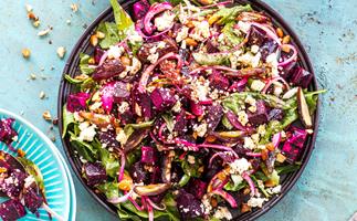 Beetroot, spiced almond, date and feta salad