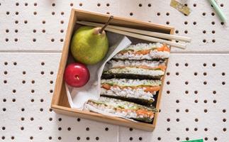 Salmon sushi sandwiches