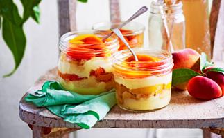 Little vanilla-poached peach and nectarine trifles
