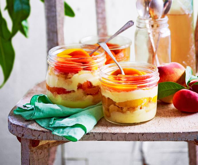 Little vanilla-poached peach and nectarine trifles