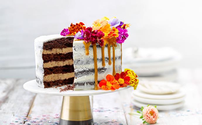 Chocolate beetroot cake with salted caramel buttercream
