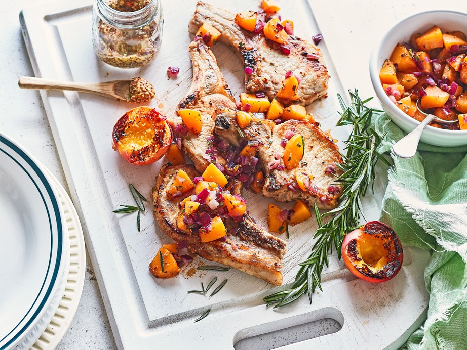 [Pork chops with peach and rosemary sauce](https://www.foodtolove.co.nz/recipes/pork-chops-with-peach-and-rosemary-sauce-8063|target="_blank")