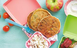 Ricotta, pea and ham lunchbox pancakes
