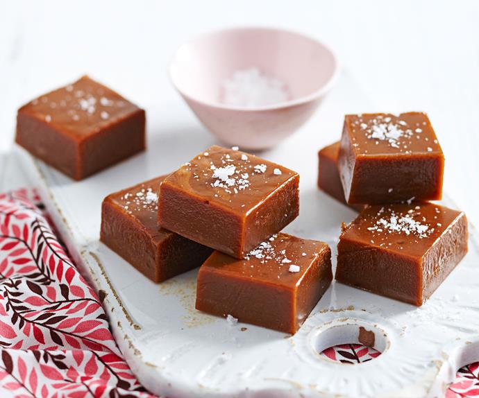 Salted chewy caramels