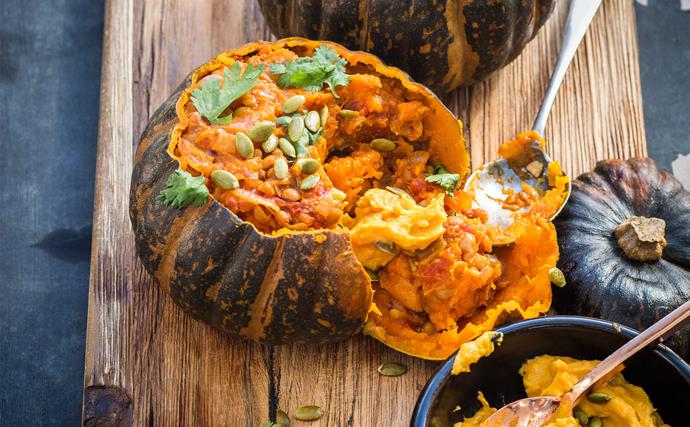 Whole roasted buttercup squash