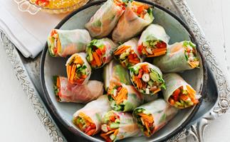 Asian vegetable rice-paper rolls with citrus chilli sauce