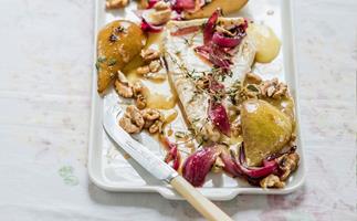 Caramelised baked pear and brie