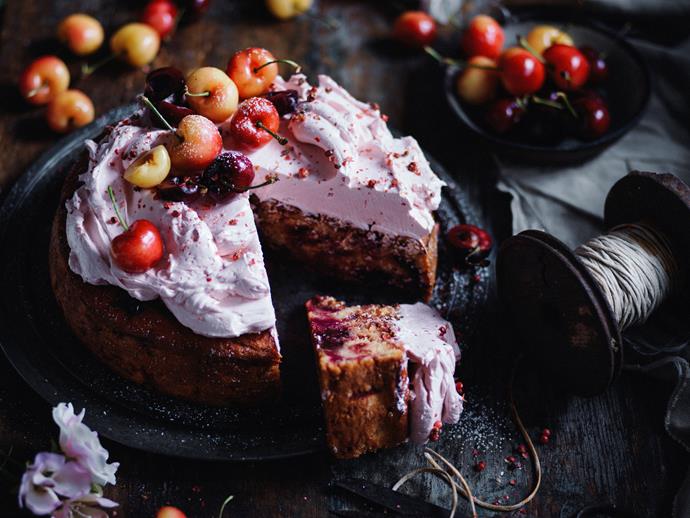 Thick lashings of rosewater buttercream take this stunning [beetroot and cherry cake](https://www.womensweeklyfood.com.au/recipes/beetroot-and-cherry-cake-with-pink-meringue-buttercream-2957|target="_blank") to new heights of deliciousness.