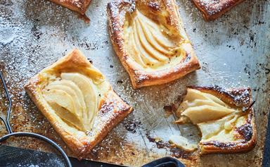 Mum's homemade pear and honey Danish pastries