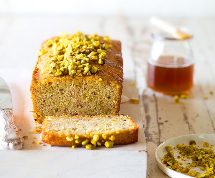 Feijoa, pistachio and lime loaf