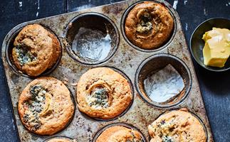 Feijoa, thyme and blue cheese muffins