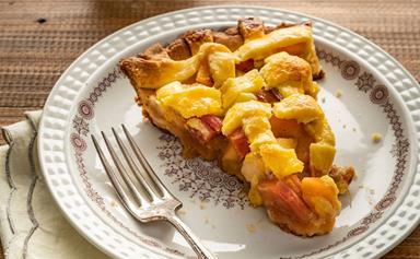 Rhubarb and apple lattice tart