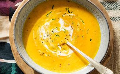 Thai pumpkin soup with coconut and lime