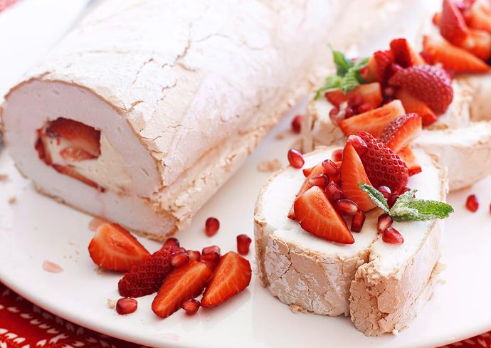 **[Strawberry and pomegranate pavlova roulade](https://www.womensweeklyfood.com.au/recipes/pavlova-roulade-15854|target="_blank")**

Travel back to the old English countryside with this classic combination of cake, cream and strawberries. If you're looking for something a little less traditional, switch up the flavours with lemon, almonds and berries.