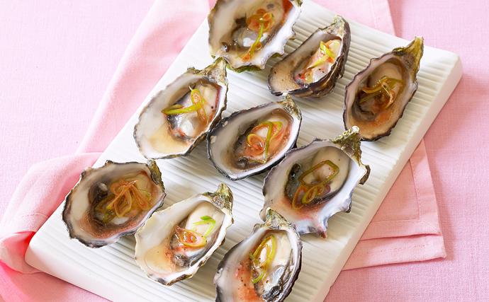 Oysters with red wine vinaigrette