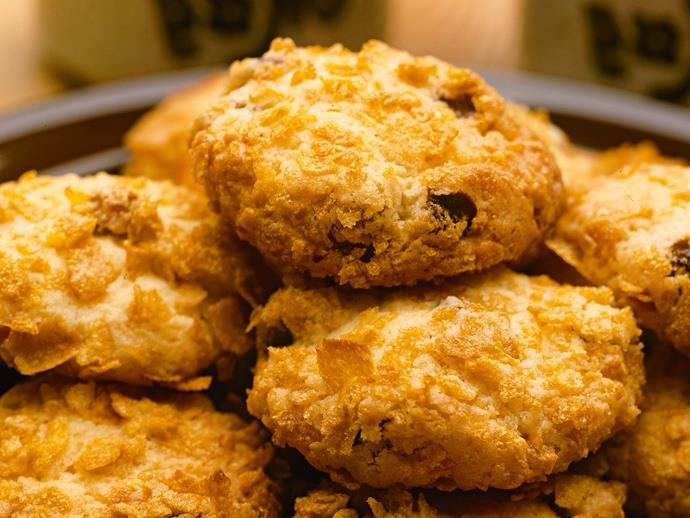 **[Cornflake cookies](https://www.womensweeklyfood.com.au/recipes/cornflake-cookies-19083|target="_blank")**

These crunchy, golden cookies will put a smile on your kids' faces.