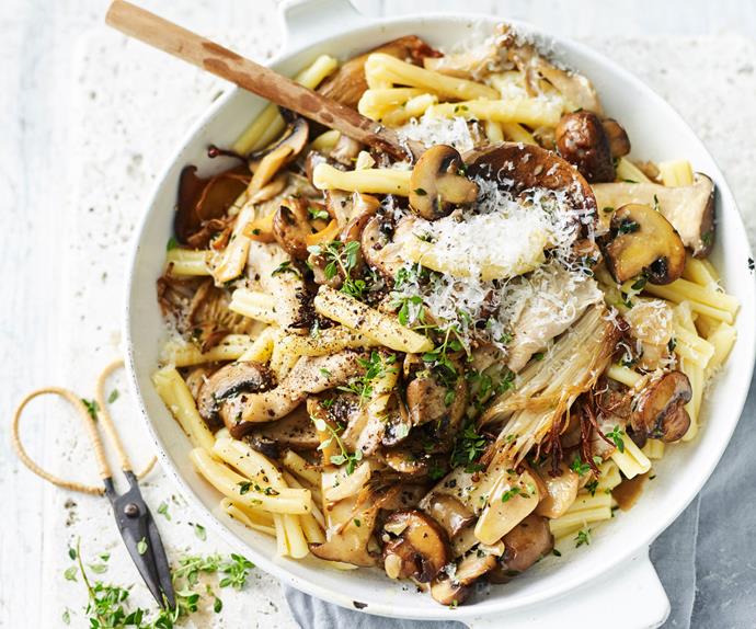 Mushroom and lemon thyme pasta with burnt butter