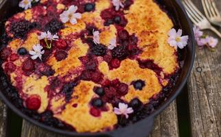 Berry and coconut cobbler