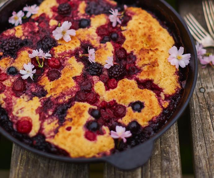 Berry and coconut cobbler