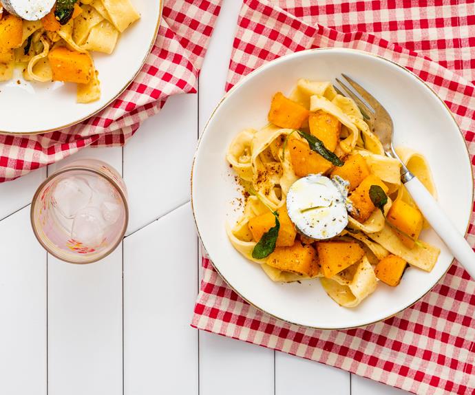 Pumpkin, sage and goat’s cheese pasta