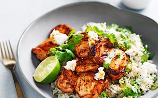 Chipotle-spiced chicken with Mexican green rice