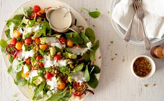 Chickpea and baby spinach salad with Yoplait Decadent Lemon Dressing