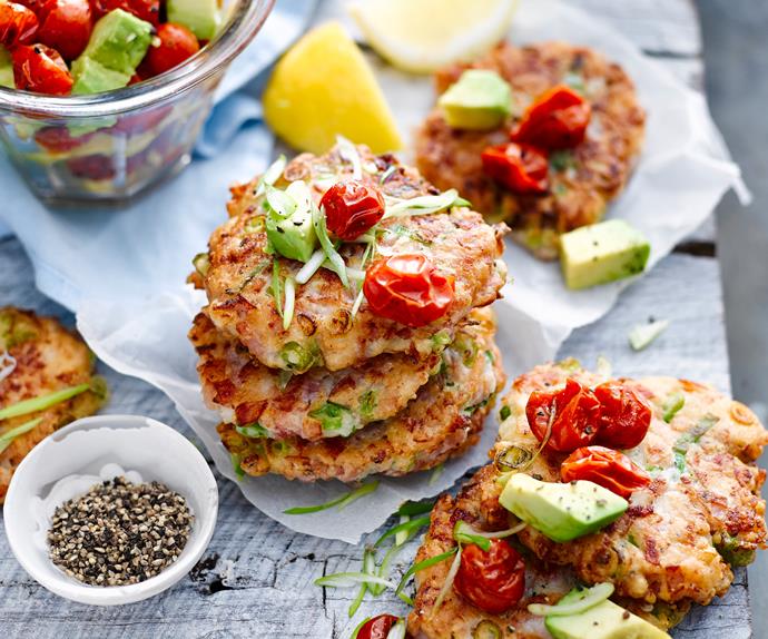 Gluten-free ham and spring onion fritters